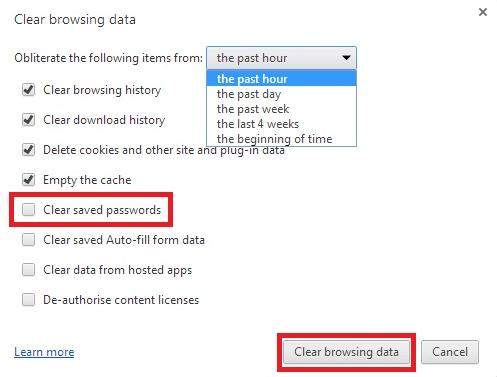 how to clear google chrome saved passwords