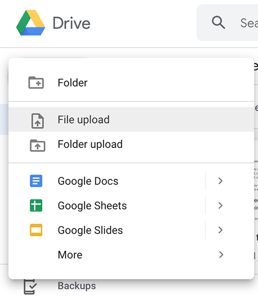 how to upload excel to google drive