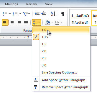 how to fix spacing in word 2010