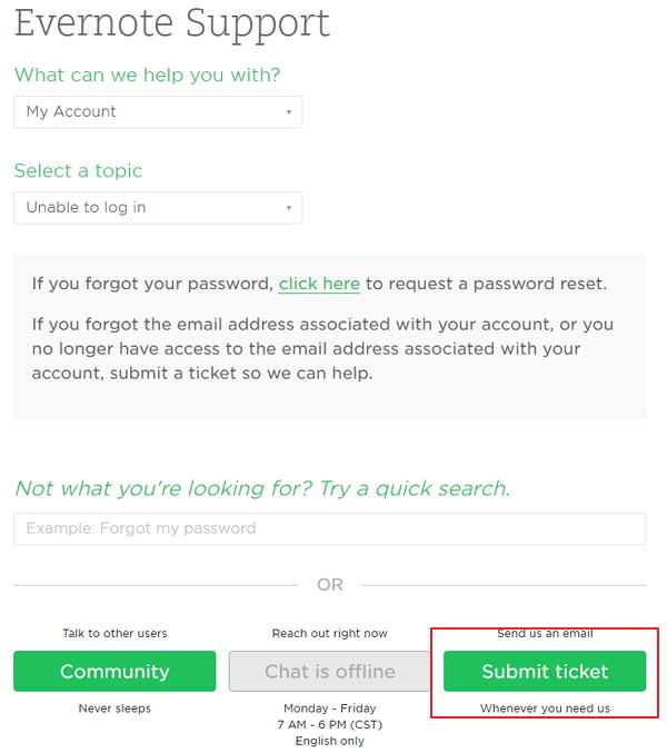 change evernote login email