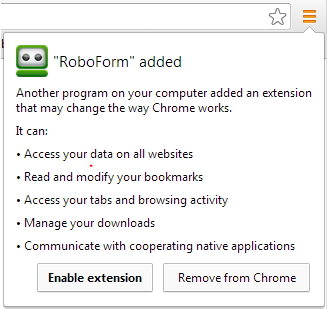 roboform chrome extension not working
