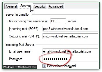 how to change my windows live mail password